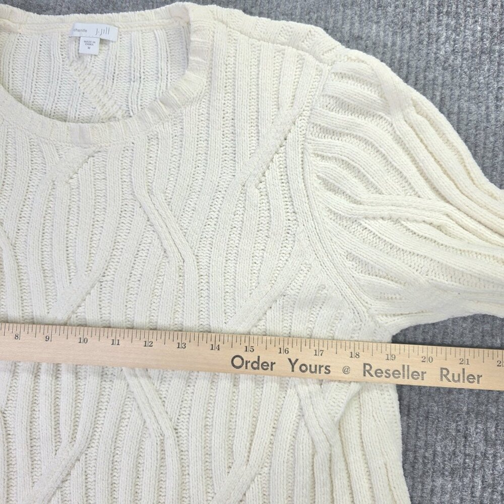 J JILL Sweater Womens M Ivory White Chenille Pullover Textured Knit Tunic Office - Picture 5 of 12